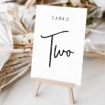 Svartvit handskript Bord TWO Bordsnummer<br><div class="desc">Enkla kort för bordsnummer och chic i klassiskt svartvitt gör en elegant påstående vid bröllop eller händelsen. Designfunktionerna "bord [nummer]" i en ögonetsande blandning av klassisk serif och handskriven skriptskrift. Utformningen upprepas på båda sidor. Individuellt numrerade kort som säljs separat. Beställ varje bordsnummer var för sig från vår samling.</div>