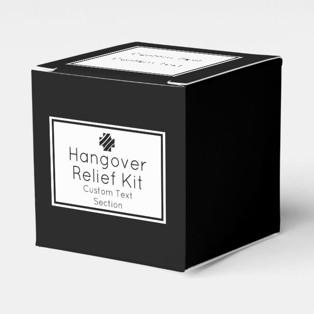 Svartvit Hangover Relief Kit Presentaskar (Framsidan Sidan)