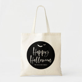 Svartvit Happy halloween-penselkalligrafi Tygkasse