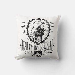 Svartvit Happy halloween Pillow Kudde
