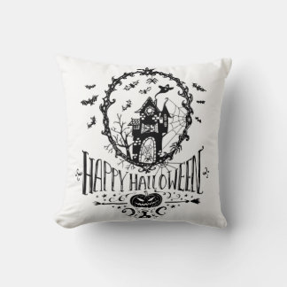 Svartvit Happy halloween Pillow Kudde