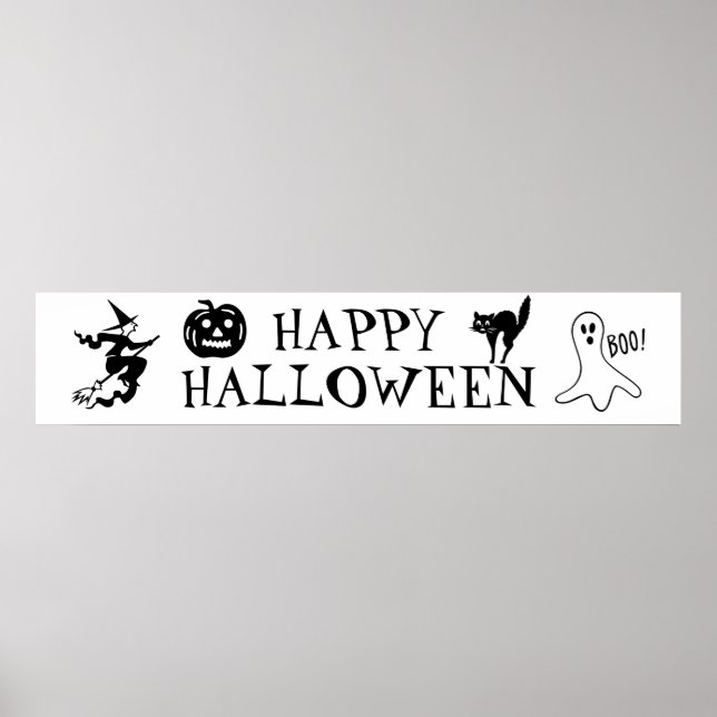 Svartvit happy halloween Poster (Framsidan)