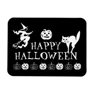 Svartvit happy halloween-spooky magnet