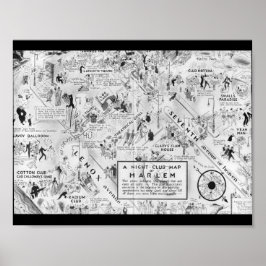 Svartvit harlem klubb karta poster