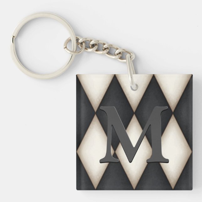 Svartvit Harlequin Dramatic Anpassningsbar Monogra (Framsidan)