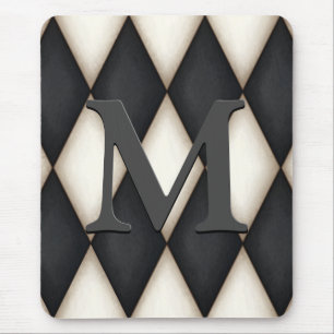 Svartvit Harlequin Dramatic Anpassningsbar Monogra Musmatta