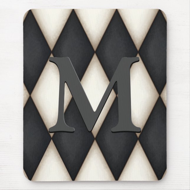 Svartvit Harlequin Dramatic Anpassningsbar Monogra Musmatta (Framsidan)