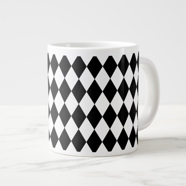Svartvit Harlequin Jumbo Mugg (Framsida höger)
