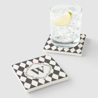 Svartvit Harlequin Mönster med Monogram