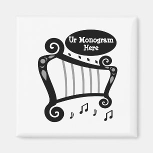 Svartvit Harp Monogram Magnet