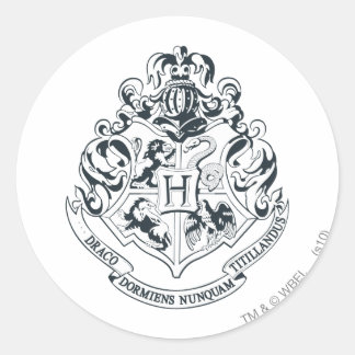 Svartvit Harry Potter | Hogwarts vapensköld - Runt Klistermärke