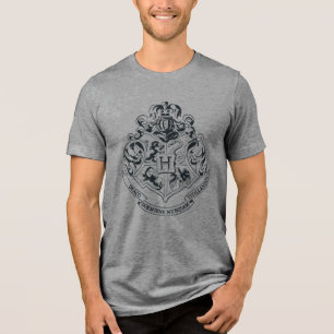 Svartvit Harry Potter Hogwarts vapensköld - T-shirt