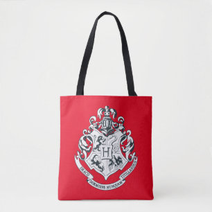 Svartvit Harry Potter   Hogwarts vapensköld - Tygkasse