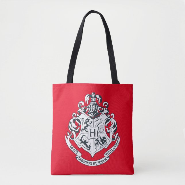 Svartvit Harry Potter | Hogwarts vapensköld - Tygkasse (Framsida)