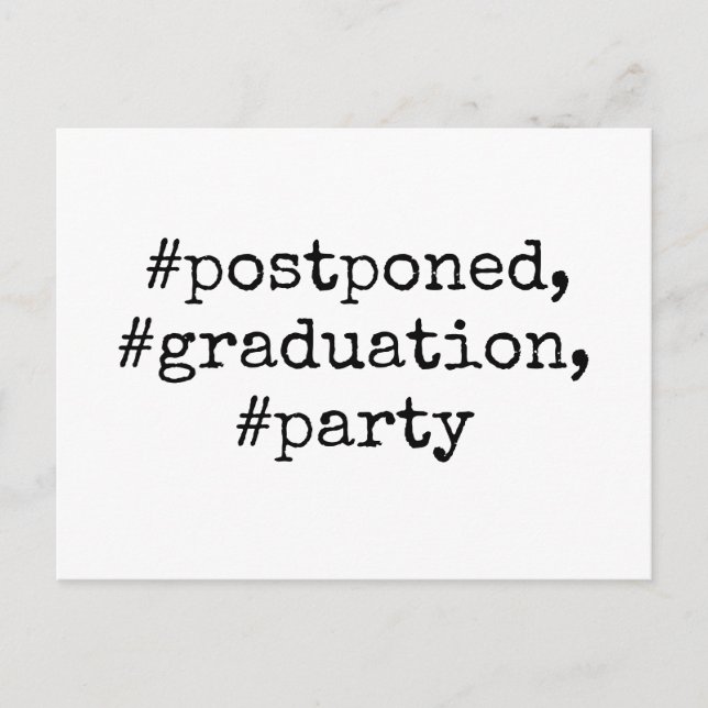 Svartvit Hashtag-uppskjuten Studentfest Vykort (Framsida)