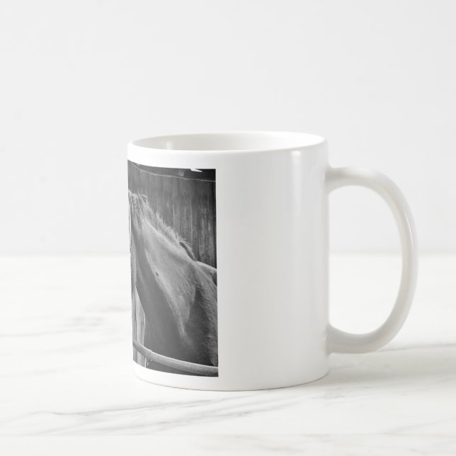 Svartvit häst - Fotografi av djur Kaffemugg (Höger)