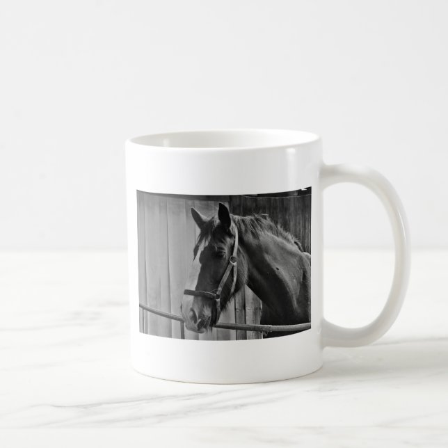Svartvit häst - Fotografi av djur Kaffemugg (Höger)