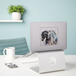 Svartvit häst i vattenfärg klistermärken