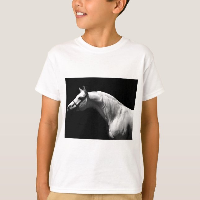 Svartvit häst t shirt (Framsida)