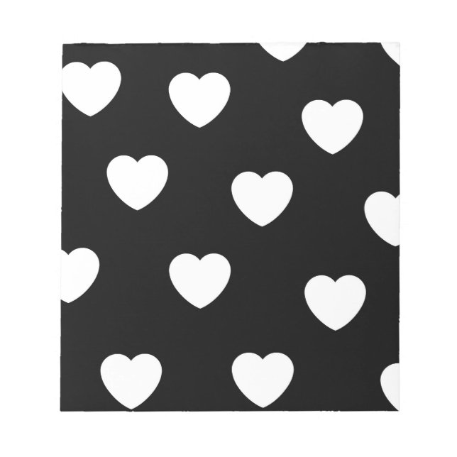 Svartvit Heart Mönster Anteckningsblock (Framsida)