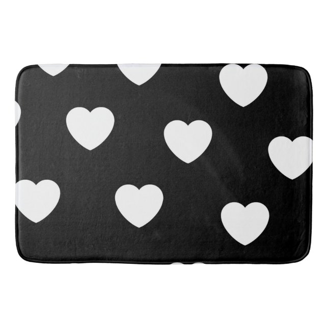 Svartvit Heart Mönster Badrumsmatta (Framsidan)