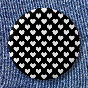 Svartvit Heart Mönster Knapp