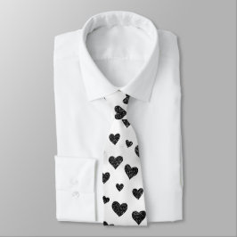 Svartvit Heart Mönster Slips