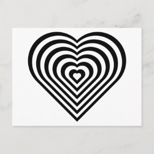 Svartvit Heart Mönster Vykort