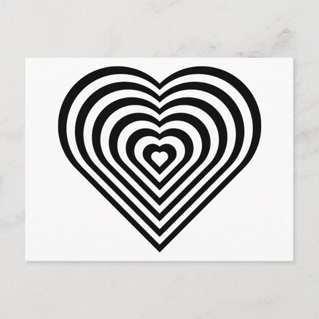 Svartvit Heart Mönster Vykort (Framsida)