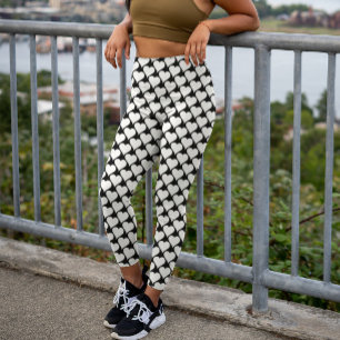 Svartvit Hearts mönster Leggings