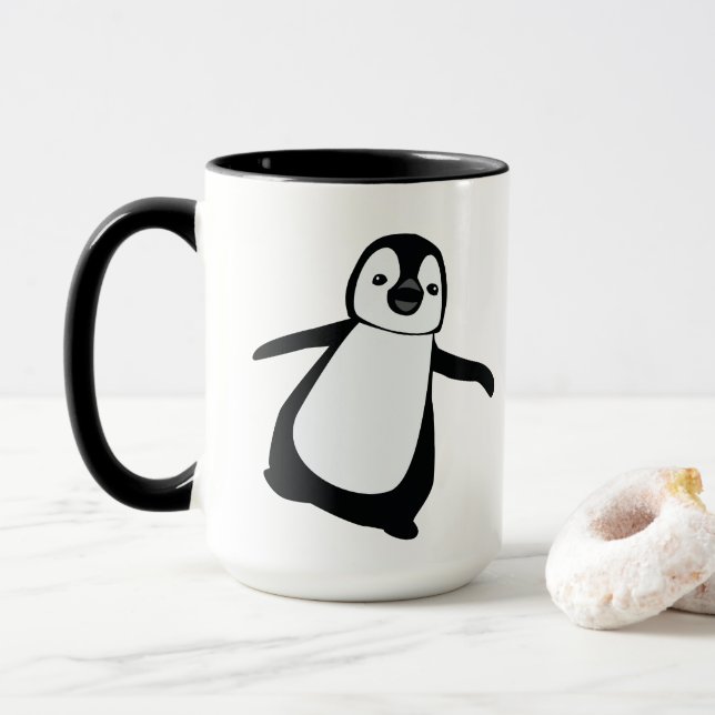 Svartvit Helgdag Cute Penguin-Personlig Mugg (Med munk)