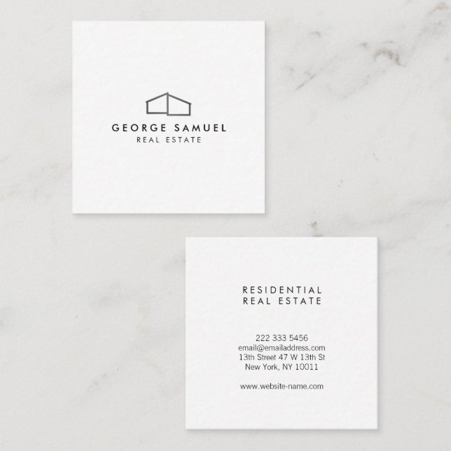 Svartvit hemmakontor för Logotyp Fyrkantigt Visitkort (Fram/baksida)