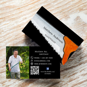 Svartvit hemreparerar handyman för bild QR-kod Visitkort