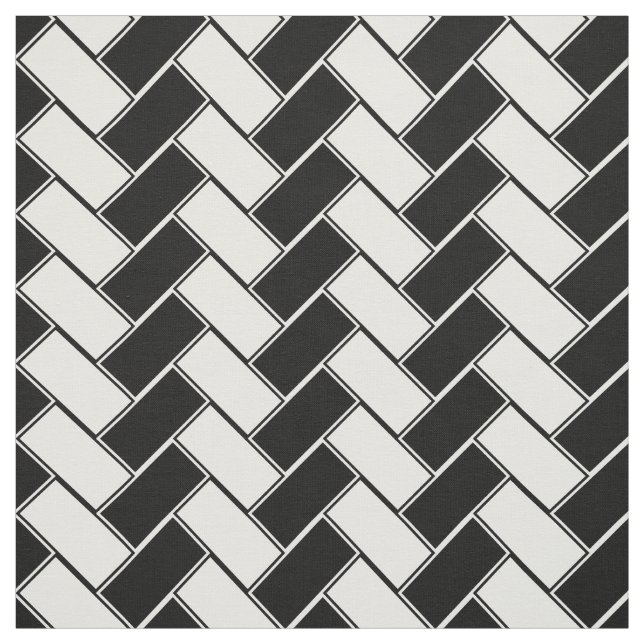 Svartvit Herringbone Tyg (Provkarta)