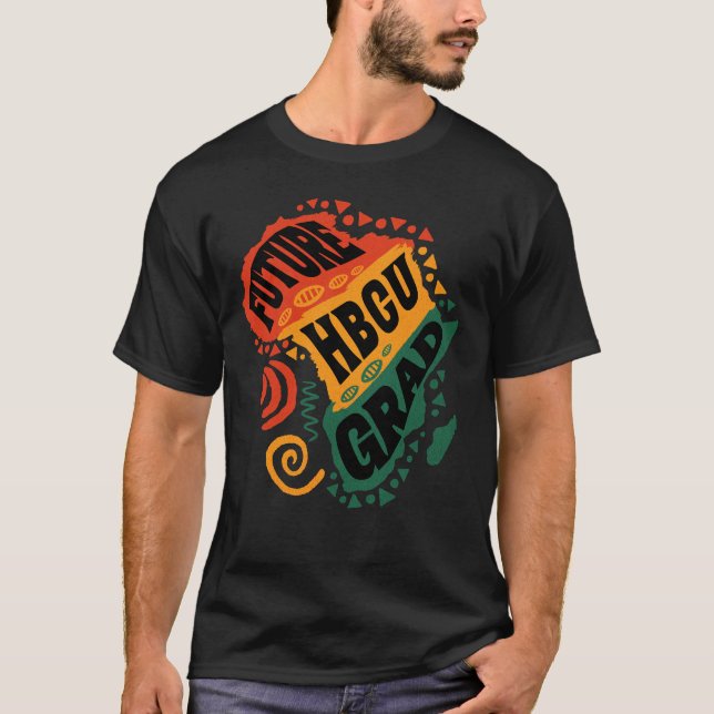 Svartvit historikmånad HBCU Grad Black Collage T Shirt (Framsida)