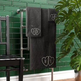 Svartvit hjärt- och kärlmonogram badplatshållare
