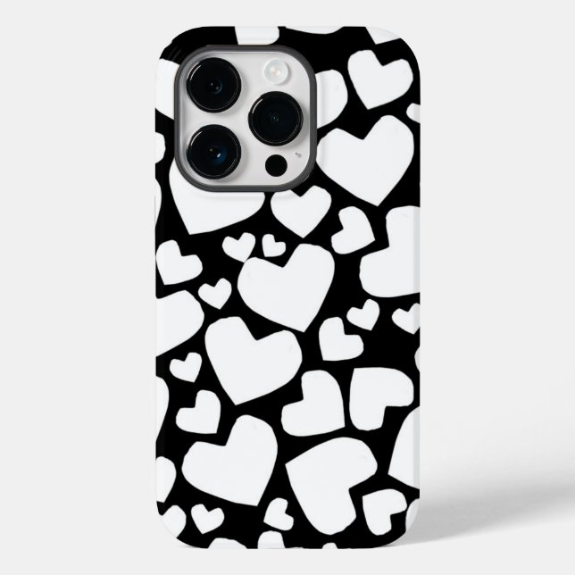Svartvit hjärta iphone case (Baksida)