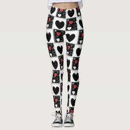 Svartvit hjärtklappning leggings