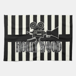 Svartvit Hollywood handduk Kökshandduk