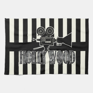 Svartvit Hollywood handduk Kökshandduk