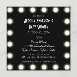 Svartvit Hollywood Theme Baby Shower Inbjudningar