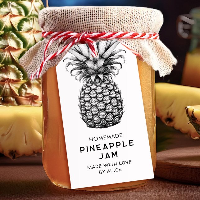 Svartvit homemade Pineapple sylt Presentetikett (Skapare uppladdad)
