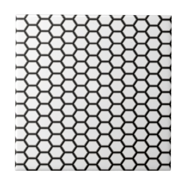Svartvit honeycomb Diamond Mönster Kakelplatta (Framsidan)