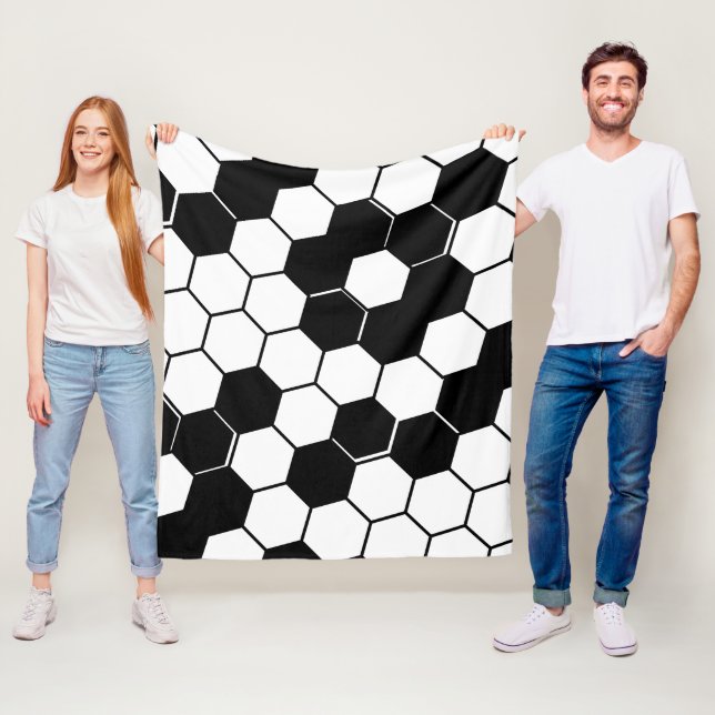 Svartvit honeykomb Geometric Hexagon Mönster Fleecefilt (På plats)