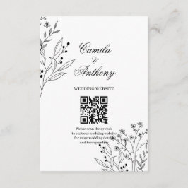 Svartvit hörn Blommigt Boho Bröllop Tilläggskort