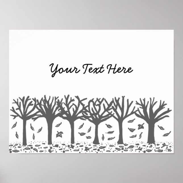 Svartvit höst träd poster (Framsidan)