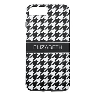 Svartvit Houndstooth #2 Black Namn Monogram