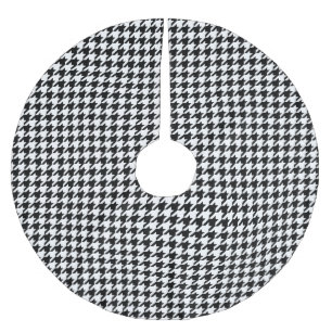 Svartvit Houndstooth-Helgdag Julgransmatta Borstad Polyester