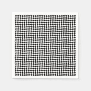 Svartvit Houndstooth Helgdag Papper Napkins Pappersservett