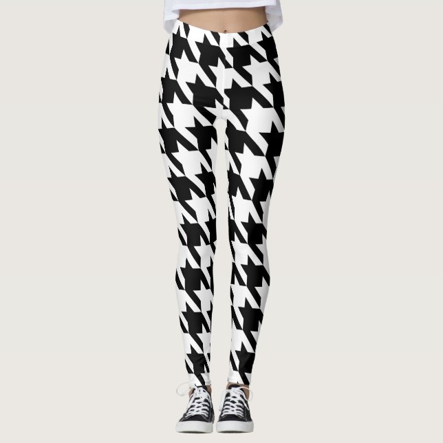 svartvit houndstooth leggings (Framsida)